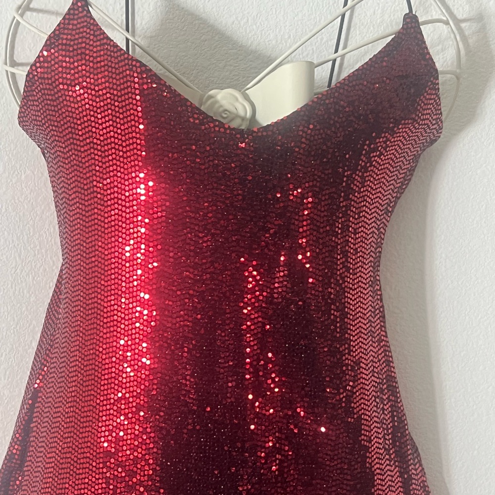 Mind Code Sparkling Red Backless Dress - image 2